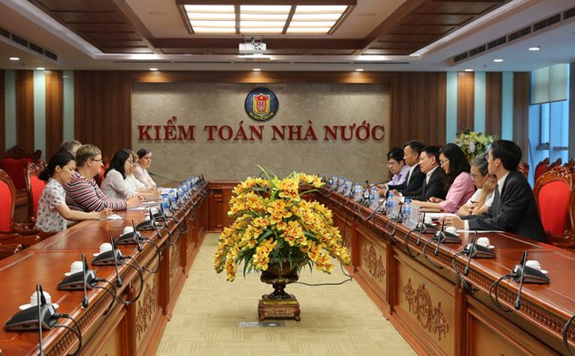 Tổng Kiểm toán nhà nước Việt Nam Hồ Đức Phớc tiếp xã giao Đoàn chuyên gia dự án EU-PFMO