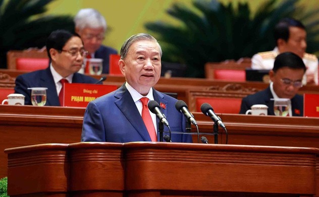 Tổng Bí thư Tô Lâm trình bày Báo cáo về các văn kiện trình Đại hội XIV của Đảng